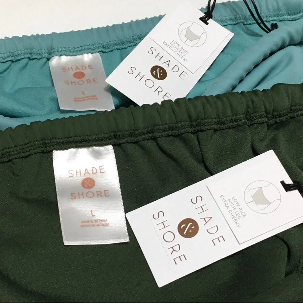 2 Shade & Shore L (10-12) 1-Dark Green 1-Green Low Rise High Leg Extra Cheeky